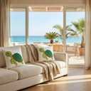 Hahafelt 2 Pcs Summer Sea Turtle Throw Pillow Cover 18x18 Green Turtle Velvet Embroidered Decorative Pillow Cases Beach Ocean Coastal Themed Square Cushion Cover for Sofa Couch Bedroom Decor Gift