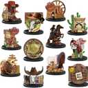 12 Pcs Western Centerpieces Wild West Party Decorations 3.94 Inches Christmas Western Wooden Centerpieces for Tables for Party Decorations Birthday Baby Shower(Brown,Cowboy)