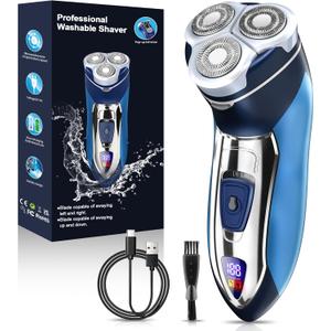 Electric Razor for Men, Rechargeable Electric Shavers for Men Face,LED Display,Wet/Dry Waterproof Men's Electric shavers, Cordless Razor with Pop Up Trimmer