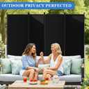 SUNALLY Room Divider 6FT Folding Privacy Screens with Lockable Wheels, 4 Panel Room Partition for Room Separator, 88" W Freestanding Portable Fabric Wall Dividers for Home Dorm Studio Office, Black