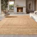 Bedsure 8x10 Printed Jute-Look Rug for Living Room, Machine Washable Rugs, Jute-Look Rug, Non-Slip Backing, Non-Shedding