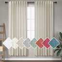 Tan Beige Linen Curtains 68 Inches Long for Bedroom Back Tab Loop Pocket Semi Sheer Light Reducing Modern Farmhouse Cottage Core Decor Neutral Gauze Curtain for Living Room Sitting Family 2 Panel Sets