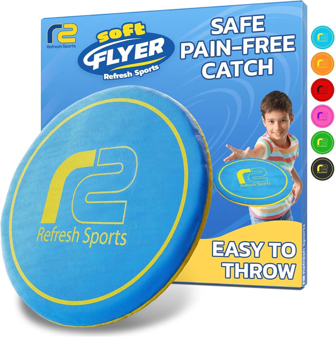 Soft Disc Flying Toy - Doesn't Hurt to Catch - Best Stocking Stuffers For Kids & Adults All Ages - Gifts for Boys & Girls 4 5 6 7 8 9 10 11 12 13 + Year Old Boy - Beach Toys For Kids Outdoor Games (Blue&yellow)