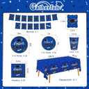 Graduation decorations class of 2026 Gatherfun Congrats Grad Party Dinnerware Set Blue Disposable Paper Plates Napkins Cups Tablecloth Banner for Gatherfun Decorations 2026 deals , Serve 25
