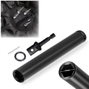 YUEARN Spike Lug Nuts Socket, Durable Socket with 19mm Hex, Universal Spiked Lug Nuts Socket Replacement Tool Compatible with M14x1.5, M14x2.0, 9/ 16-18, 1/ 2-20, M12x1.5, M12x1.25 Spiked Lug Nut (1PCS) (1)