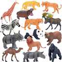 BOLZRA Safari Animals Figures Toys, Realistic Jumbo Wild Zoo Animal Figurines Plastic African Jungle Animals Playset for Kids Toddlers, 13 Piece Gift Set