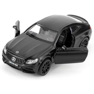 1:36 Benz C63 S AMG Car Model, Diecast Pull Back Model Toy Car, Doors Open, Collection Kids Toy for Aged 3 and up, Gift Black