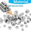 5 x 110Pieces 1/4"-20 Inch Nylon Lock Nuts,SpzcdZa 304(A2-70) Stainless Steel LockNuts for Industrial and Construction Fasteners;Standard Metric Thread Nylock Nuts