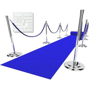EZLucky Navy Blue Carpet Runner for Party, 2.6X15 ft, 130GSM Felt Non-Woven with Double-Sided No Traces Adhesive Sticke, Aisle Runner for Wedding, Movie Theme Party Decos, Blue Rug for Prom