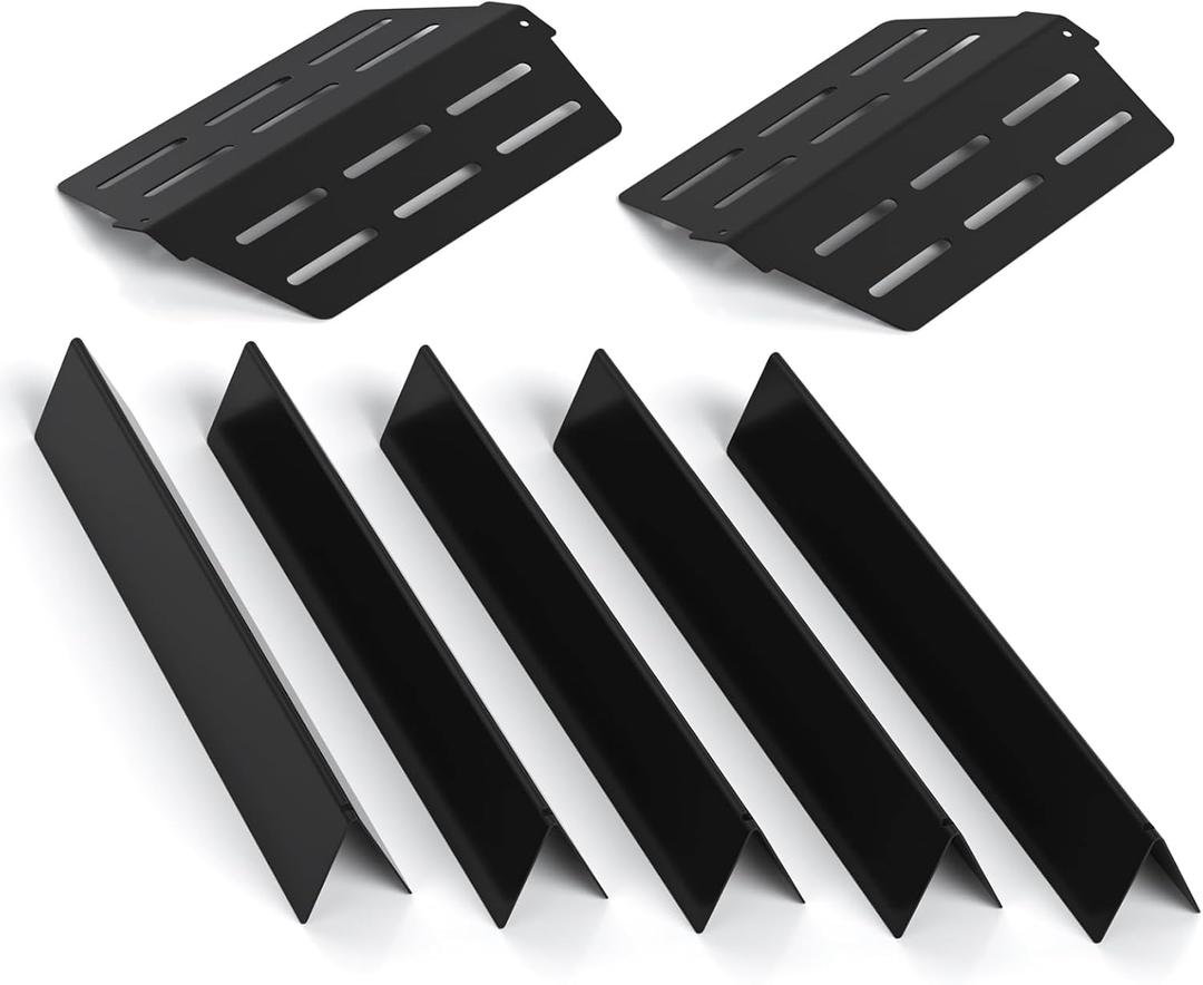 Grill Replacement Parts for Weber Genesis 300 Series  Fits E310/S310 Front-Control  5-Pack 17.5" Flavorizer Bars (Part #7621) & 2-Pack Heat Deflectors (Part #7622) (Black)