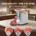CHEFFANO Meat Grinder, [2500W Max] Electric Meat Grinders with, 2 Grinding Blades, 3 Plates, Sausage Stuffer, Kubbe Kit, for Home Kitchen Use, 3-In-1 Heavy Duty Mincer