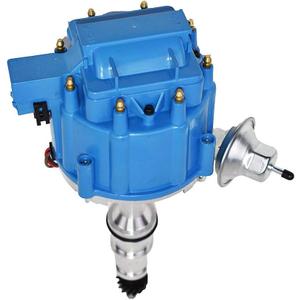 A-Team Performance - HEI Complete Distributor 65K Coil Heavy Duty - Compatible with Ford HD FE/FT 330 361 391 5/16" Shaft One-Wire Installation Blue Cap (Blue)