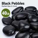 Pulovin 40 lbs Black Stones for Plants Indoor, 2-3 Inch Decorative River Rocks for Plants, Flower Pots, Vase, Polished Garden Stones for Outdoor Landscaping, Walkways, Yard