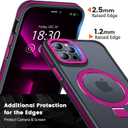 Magnetic Case for iPhone 13 Pro Max, with Invisible Ring Stand, Military Drop Protection, Shockproof Anti-Fingerprint Matte Protective Cover for iPhone 13 Pro Max, Hot Pink