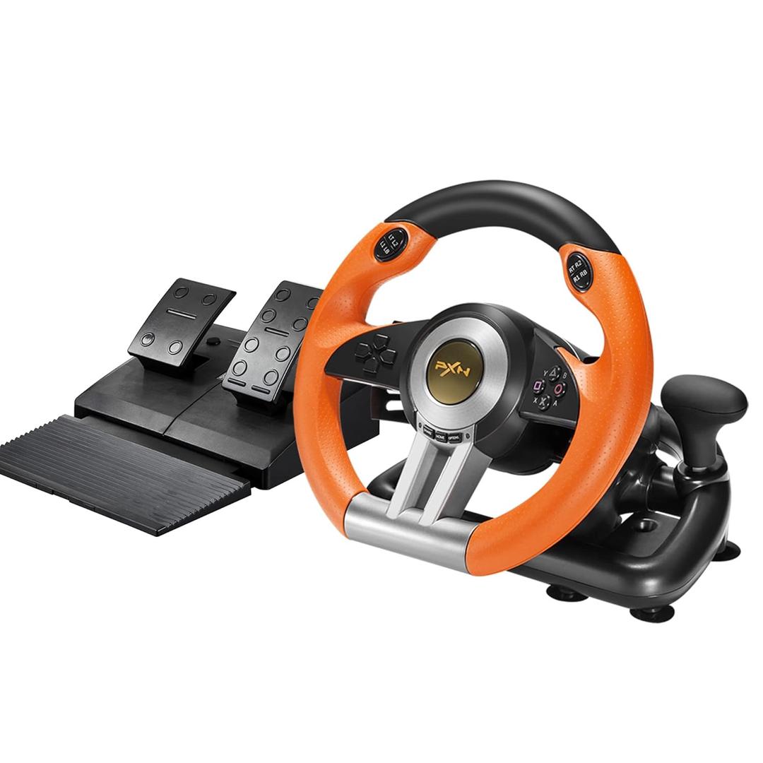 PXN PC Racing Wheel, V3 PRO 180 Degree Universal USB Car Sim Game Steering Wheel with Pedals for Xbox One, Xbox Series S/X PS3, PS4, Switch (Black)