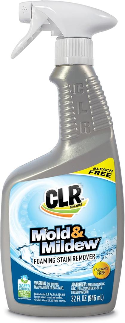 CLR Mold & Mildew Clear, Bleach-Free Stain Remover Spray | Works on Fabric, Wood, Fiberglass, Concrete, Brick, Painted Walls, Glass and More | EPA Safer Choice (32 Ounce) (32 Fl Oz (Pack of 2), without color)