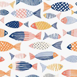 Fvlow Fish Wallpaper Floral Peel and Stick 17.4" x 118" Colorful Contact Paper Vintage Watercolor Self Adhesive Covering for Bedroom Cabinet Bathroom Home Decor