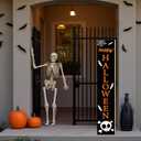 Halloween Porch Decor Outdoor Halloween Decorations Wooden Skull Porch Sign Door Decorations Indoor Outside Welcome Sign for Front Door 46.8 Inch
