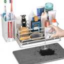 Yofidra Sponge Holder for Kitchen Sink Organizer Caddy: Sink Sponge with Instant Drying Stone, Metal Stainless Steel Basket Home Decor Storage and Organization Accessories 9.5" X 5.5" X 5.7" (White)