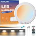 wowatt Battery Operated Ceiling Light Rechargeable Ceiling Lights with Remote Wireless Shower Lighting 3000K 4500K 6500K 7.48in Dimmable Timing Overhead Light for Closet Shower Living Room (1 Pack, 3CCT-Round)