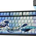 XVX 75% Keyboard with Color Smart Display, L75 Pro Low Profile Gasket Mechanical Gaming Keyboard, Bluetooth 5.1/2.4G Wireless/Type-C Wired Custom Key Board with RGB Backlit, Blue Kanagawa Theme