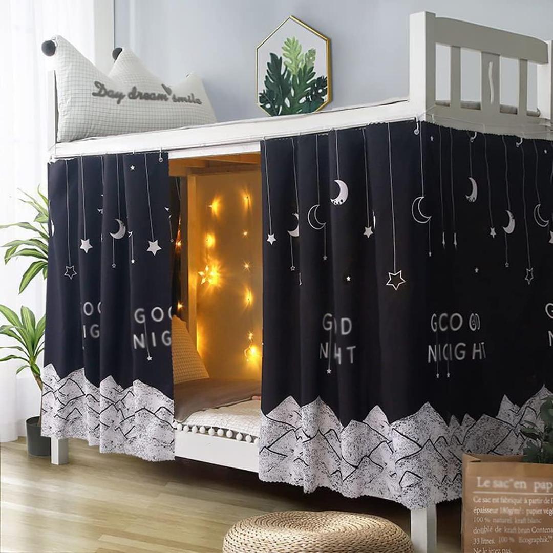 Students Dorm Bunk Bed Curtains Privacy Bed Shading Curtain Net Dustproof Blackout Cloth Bed Canopy Bed Curtains Breathable Students Dormitory Tent Lightproof Windproof Bedding Spread Curtain Canopy