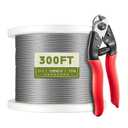 300FT 1/8" T316 Stainless Steel Cable, Wire Rope Aircraft Cable for Deck Cable Fence Railing Kit, and DIY Balustrades, 7x7 Strands Construction, Comes with a Cutter