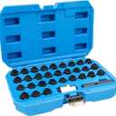 BHB 32PCS Wheel Locking Nut Key Removal Tool Kit Wheel Anti-Theft Lock Lug Nut Screw Remover Set with Punch and 1/2 Inch Driver Scoket Adaptor Compatible with Mercedes Benz