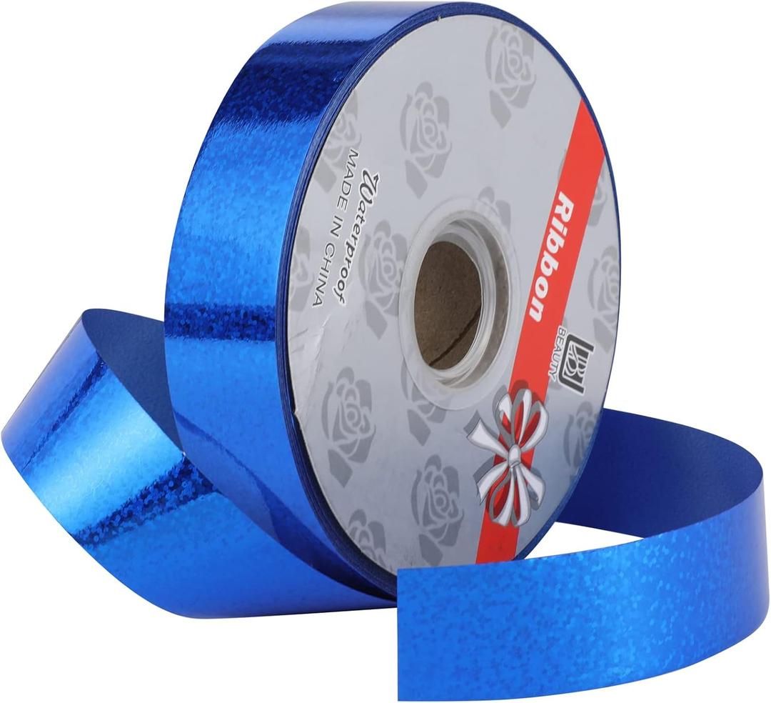 1inch x 100yards Shiny Waterproof Ribbon,Blue Curling Ribbon for Gifts Package Wrapping,Bows, Crafting, Wedding.