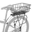 CXWXC Rear Bike Rack with Basket - Bike Cargo Rack for Disc Brake/Non-Disc Brake Mount - Bicycle Pannier Rack, Touring Carrier Rack fit 26”-29” and 700c