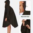 SaphiRose Long Sleeve Rain Jacket Extra Length Waterproof Rain Poncho with Hood and Pockets for Adults (Black) S