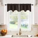 NICETOWN 2 Panels Kitchen Window Valances Farmhouse Style Window Treatment Thermal Insulated Room Darkening Curtain Valances Rod Pocket for Bedroom/Living Room, 42 x 18 inch Long, Coffe Brown