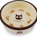 Ceramic Cat Food Bowl,Cute Cartoon Pattern, Dog& Cat Basic Bowl, Small Pet Feeding Dishes for Cat, Kitten, Small Dog, Dishwasher Safe