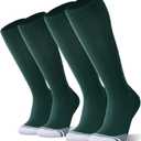 FITRELL 2/3 Pack Baseball Soccer Softball Socks for Kids Youth Men & Women Over-the-Calf Knee High Socks (Multiple Colors) (Green, M)