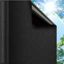 Coavas Blackout Window Privacy Film, Total 100% Light Blocking Window Tint for Home, Black Out Cover Room Darkening, Static Cling Removable Frosted Glass Door Coverings, 23.6 x 78.7 Inch, Blackout