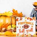 2 x Fall Wall Decor Football Wood Sign Rustic Autumn Decorations Farmhouse Home Table Desk Decor (5 x 5 Inches)