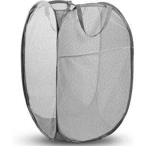 DUCOO Pop Up Laundry Hamper, 70L Collapsible Mesh Laundry Basket with Side Pocket, Foldable Dirty Clothes Hamper with Sturdy Reinforced Handles for Home Dorm Bedroom Travel Bathroom Storage, Gray