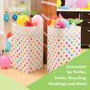 Clean Cubes 30 Gallon Disposable Pop-Up Trash Cans (3-Pack) with Fitted Bags Foldable Garbage & Recycling Bins for Parties, Events & Kitchen (Polka Dot, 30" H x 14" W x 17" D)