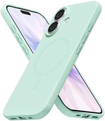 LoeoeL for iPhone 17 Case Silicone Mag Safe, Compatible with Magsafe Ultra Slim Thin Magnetic Phone Case for Women Girls, Soft Rubber Gel Matte TPU Solid Color Minimalist Cover, Mint Green