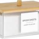 TIPGO Acrylic Dryer Sheet Holder with Lid, Clear Laundry Sheets Container with 27 Labels, Laundry Pods Storage for Laundry Room Organization