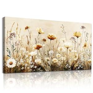 Elegant Flowers Canvas Wall Art - Floral Pictures for Wall Decor Modern Home Decor Oil Paintings Nature Watercolor Prints Artwork for Living Room Bedroom Office Wall Decoration
