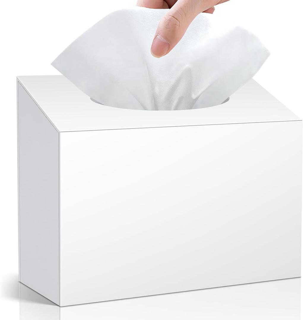 Acrylic Hand Towel Box Cover Compatible with Kleenex Disposable Hand Towels Wall-Mounted Paper Towel Dispenser Suitable for Tabletop, Bathroom, Car, and Office Use (Glossy White) (Normal)
