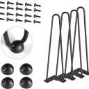 TE DEUM 16" Satin Black Hairpin Coffee Table Legs(Set of 4), Metal Heavy Duty Sturdy Sharp Looking Modern Table Legs