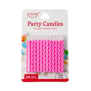 4 x Jacent Classic Striped Spiral Birthday Candles Party Supplies, 24 Count Per Pack, 1-Pack Pink