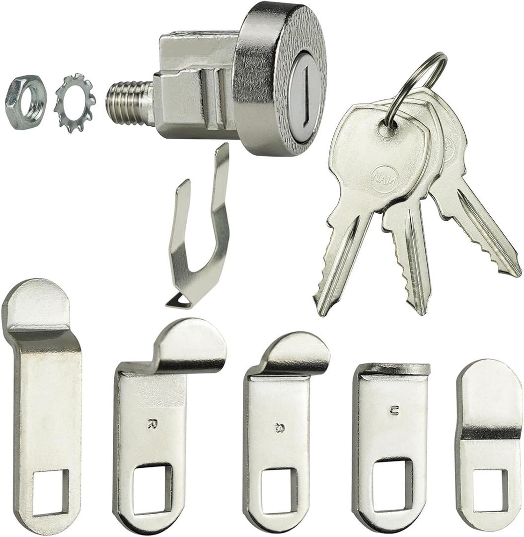 1-Pack Mailbox Lock and Key L-1172C COMP-X National Mailbox Lock C9100 Mailbox Key Lock with 3 Keys 5 Shaped Locking Plates Clockwise
