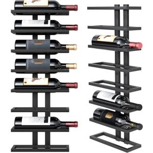 Hoctieon 8 Tier Wall Mount Wine Rack, Wall Racks for Wine Bottles Display and Storage, Hanging Bottle Organizer for Living Room, Dining Room, Wine Cellar, Bar, Black (1 Pack)