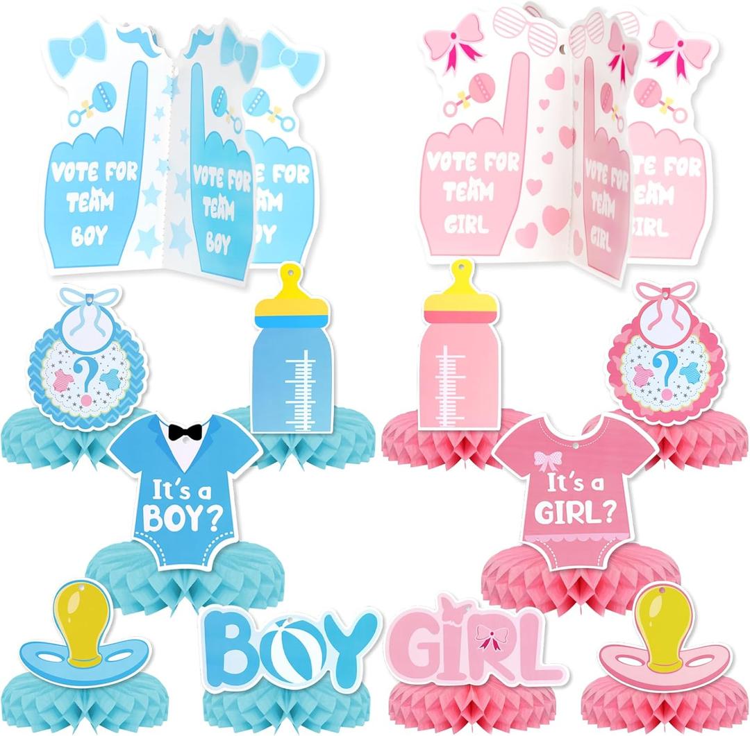 Baby Gender reveal Honeycomb Centerpieces, KSKSPE 12Pcs baby gender reveal Party Table Centerpieces baby gender reveal Decorations baby gender reveal Theme Party Table Decoration for baby Supplies