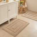 GRANNY SAYS Bathroom Rugs Sets 2 Piece,Soft Bath Mats for Bathroom, Bath Rugs Non Slip Washable, Absorbent Bath Rug for Tub, Shower and Toilet, Bath Mat Set (Khaki, 20" x 32" + 16" x 24")