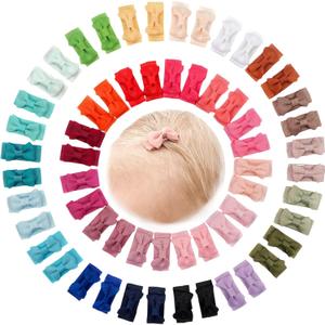 CLLOT 60Pcs Baby Hair Clips 1.2" Tiny Baby Bows Snap Hair Clips for Thin Hair Grosgrain Ribbon Hair Bows Clips for Baby Girls Toddlers Infant in Pairs