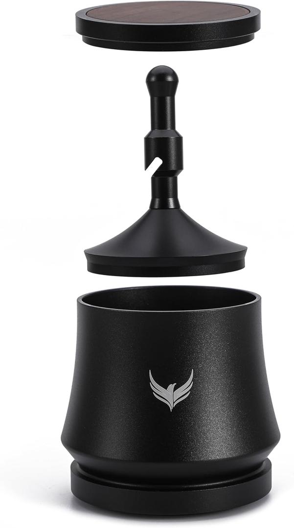 Blind Espresso Shaker 54mm with Walnut Lid | Premium Coffee Grounds Distribution Tool for Breville Espresso Machines | Magnetic 54mm Dosing Cup